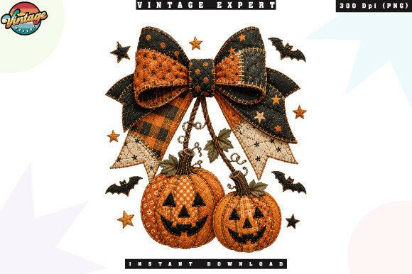 Download Halloween Pumpkin Bow Patchwork PNG - Bow Collection