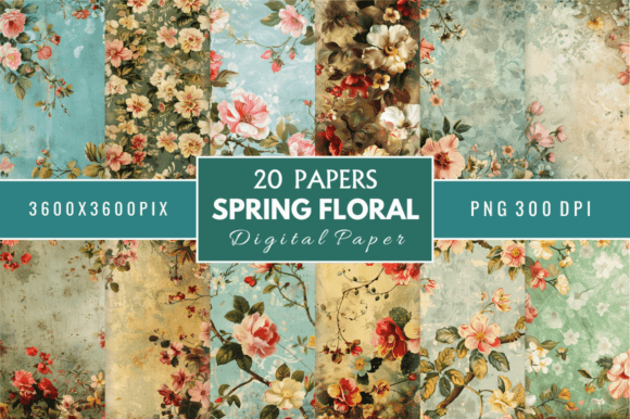 Download Spring Floral Digital Paper Bundle - Floral digital paper Collection
