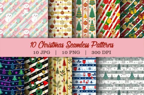Download Seamless Christmas Stripe Pattern Pack - Pattern pack Collection