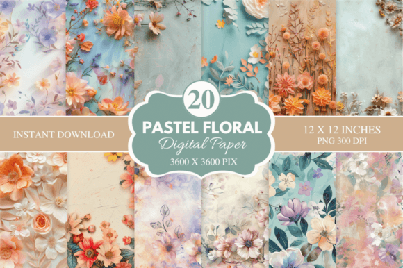 Download Pastel Floral Digital Paper Bundle - Floral digital paper Collection