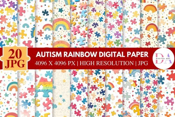 Download Autism Rainbow Digital Paper - Bow Collection