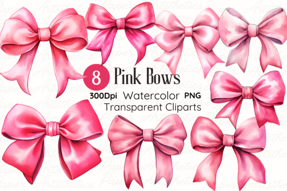 Download Watercolor Pink Bow Clipart Baby Shower - Bow Collection