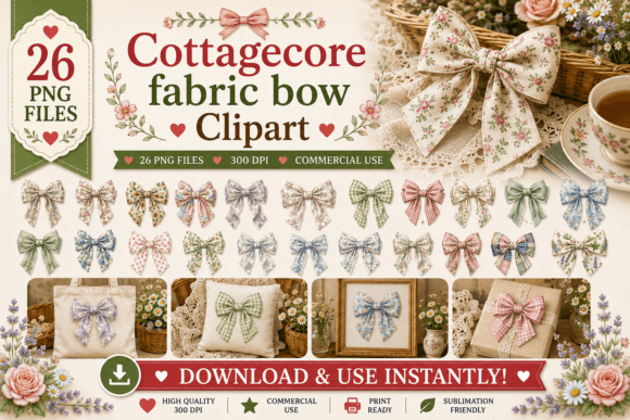 Download Cottagecore Fabric Bow Clipart - Bow Collection