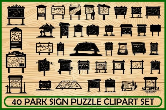 Download Park Sign Puzzle Clipart Set - Puzzle clipart Collection